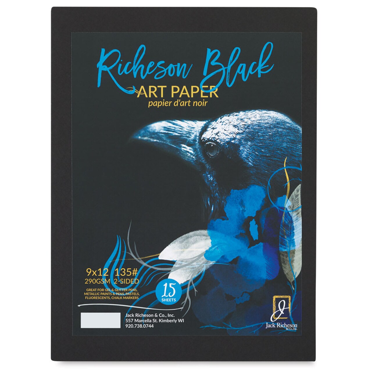 Richeson Black Art Paper Bulk Pack - 9" x 12", 15 Sheets, 135 lb